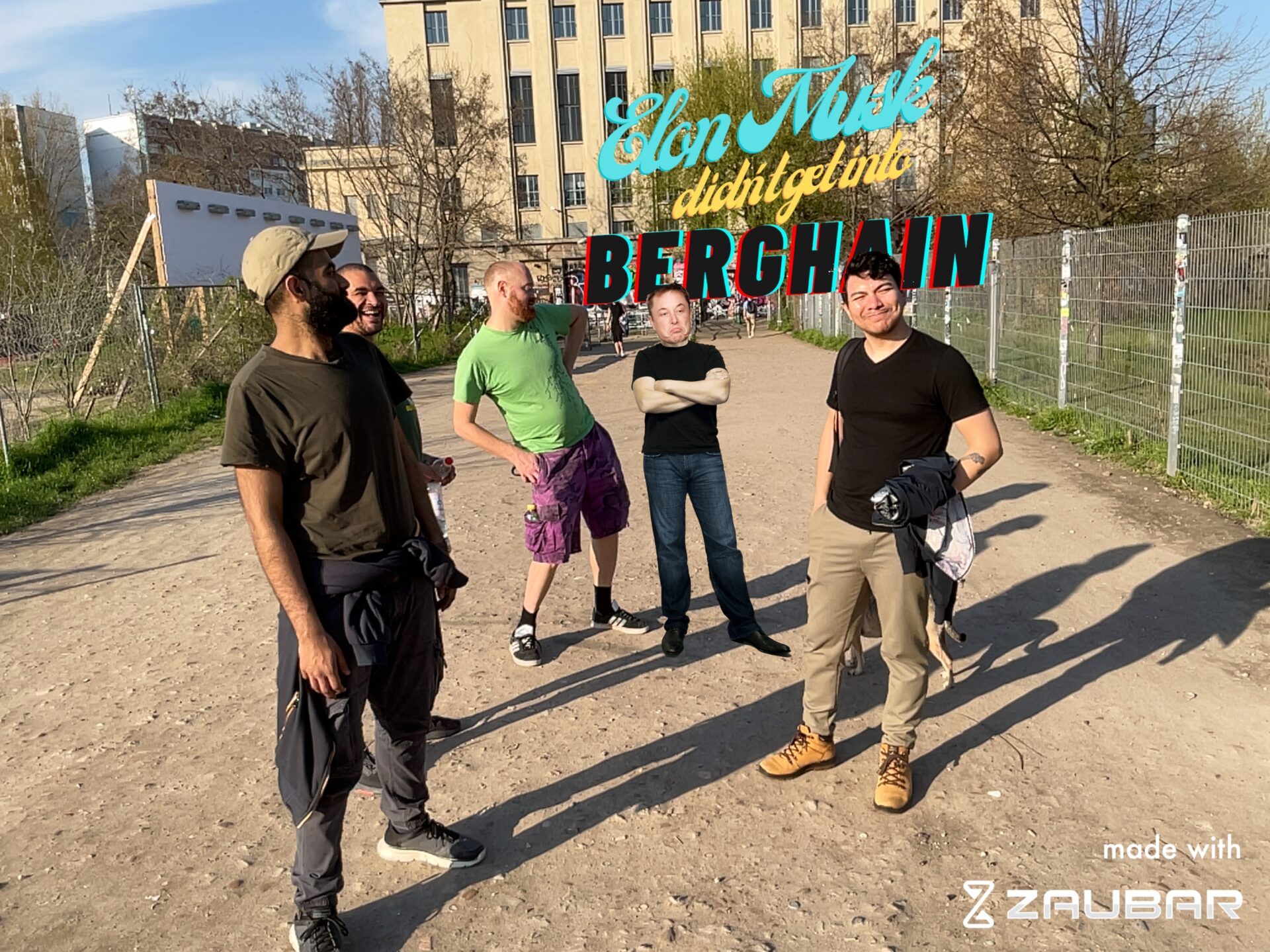 People laughing at Elon Musk not getting into Berghain